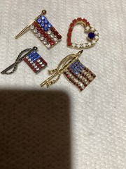 Four Fourth Of July Brooches All Older Brooches Heart Three Flags
