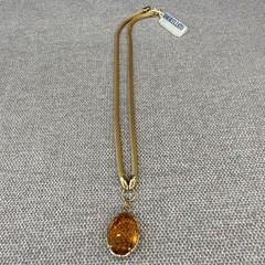 Morellato Mesh Necklace Gold Tone Snake Chain Faceted Topaz Pendant 16 Inches