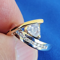 ORIGINAL EARTH MINED Triangle DIAMOND Engagement Ring SOLID 14K GOLD Solitaire 6
