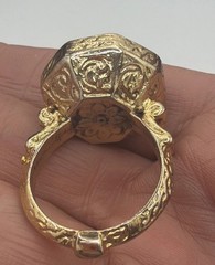 Antique Style Intaglio Ring – Gold Tone Band with Carved Black Stone