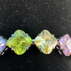 Vintage Suzanne Somers MultiColor Faceted/Square CZ 925 Silver Bracelet 7.5 in