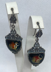 Vintage earrings. USSR porcelain. Hand painted. Enamel.Russian. Finift . 7.99 g.