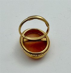 Vintage JMS 12K G.F. Large Carved Shell Cameo Adjustable Ring Currently Sz 6.25
