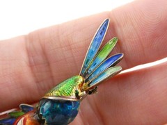 Italian Alioto Adriana Gilt 800 Silver Enameled Hummingbird Pin Brooch 5g 45mm