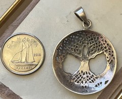 Vintage Sterling Pendant CELTIC VIKING KNOTTED TREE Of LIFE Mythology Cosmology