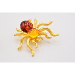 Vintage Spider Pin Lapel Tac Set Brushed Gold Tortoise Halloween NOS 1980s BinA7