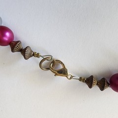 Vintage Sun Pendant Beaded Necklace Multi Color & Blue Beads Gold Tone See Pic *