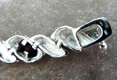 Vintage Signed FAS 925 Sterling Silver Garnet Gemstone Bracelet Estate Find