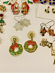 Vintage To Modern Lot of 40 Christmas Holiday Pierced Earrings Costume Jewelry