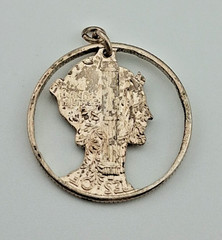Vintage Silver 1943 Mercury Dime Cut Out Pendant