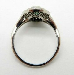 Art Deco Oval Emerald & Baguette Sapphire Lab Created Diamond 925 Silver Ring