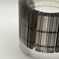 Sculptural Asymmetric Plexiglass Lucite Cuff Bracelet Ribbed Acrylic Art Deco