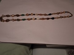 Vintage 60s Beggars Bead Necklace Polished Agate Stone Heavy 34″