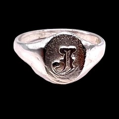 Initial J Signet 925 Vintage Sterling Silver Child Baby Letter Ring Size 3