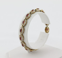 18k Gold Over Sterling Silver Lab Created 2 ct Ruby Tennis Bracelet 7 1/4″ inch