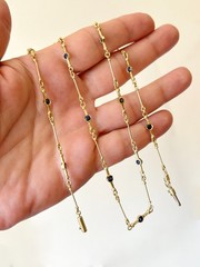 Estate 18K Yellow Gold & Blue Sapphire Fancy Ornate 25″ Layering Chain Necklace