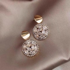 Gorgeous Cluster Halo Drop Earrings 2.3Ct Simulated Diamond 14K Yellow Gold Over