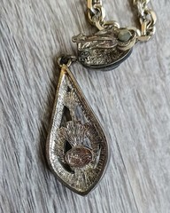 Jackie Collins Art Deco Style Green Cabochon Pendant Necklace & Earrings Set