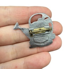 Vintage Birds and Blooms Watering Can Brooch Gardening Pin