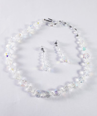 Vintage Aurora Borealis AB Crystals Beaded Necklace & Earrings