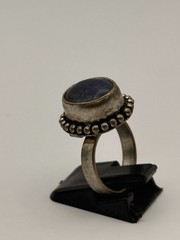 Ancient Vintage Victorian Sterling Silver Ring Engraved Onyx Stone Size 7