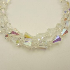 Vintage AB Rhinestone Necklace 2 Strand Choker Collar 15 Inch