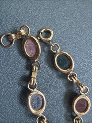 VTG Petite 12k Gold Filled Multi Gemstone Scarab Bracelet 6.25in