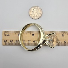 Vtg AJC Sparkle Stmt Ring Brooch Gold Tone Glam Engagement Bachelorette Bling