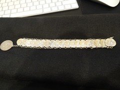 # 654- VINTAGE MEXICO COIN BRACELET-21 REAL COINS