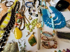 Estate Jewelry Lot Chunky Necklaces Earrings Wearable Rings Brooch VTG-now 45+