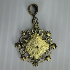 Vintage Filigree Pendant Brass Amber Brown Cabochon Victorian Style Jewelry