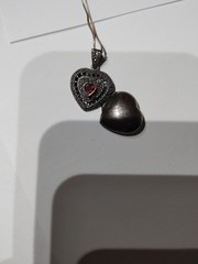 Vtg Heart Locket Pendant & Chain 17″ 925 Silver