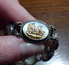 Roman ‘Days Of The Week’ Carved Shell Cameo Bracelet 800 Silver See Pics/Desc