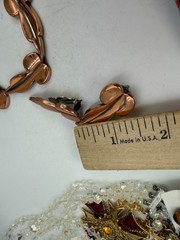 Vintage Necklace Renoir Copper Clip On Earrings Set Leaf Modernist 15 in PJ