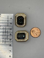 CHRISTIAN DIOR London Blue Topaz Crystal Gold Tone Vintage Clip On Earrings