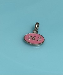 Tiny Sterling Silver Pink Enamel Marathon 26.2 Charm Pendant Running Runner .7g
