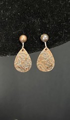 copper oval Clip on Earrings western Style Embossed Vintage