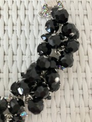 RARE! JULIANA Jet Black Cha Cha Dangle Bead Bracelet AB Rhinestone Clasp! Mint!