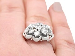 Vintage 0.66 Ct Diamond and 18k White Gold Cluster Ring, Circa 1950