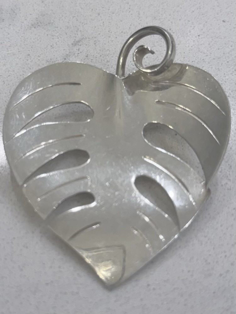 Vintage Anton Michelsen Denmark Sterling Silver Leaf Brooch Pendant MCM Signed
