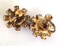 Vintage Austria Champagne & Brown Rhinestone Gold Tone Screw Back Earrings 3/4″
