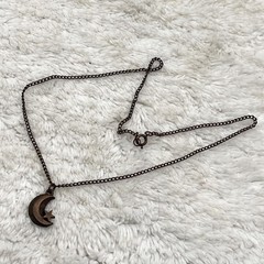 Vintage Crescent Moon Star Necklace Celestial Pendant Copper Tone 16″