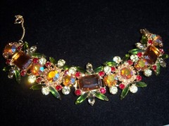 JULIANA D&E WATERMELON RHINESTONE NECKLACE BRACELET BROOCH EARRING SET PARURE