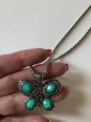 Vintage Silver-tone Butterfly Pendant Chain 24’ Pendant 1.5 X 1.5 in