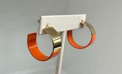 Vikki Carr Estate Orange Hoop Earrings Certificate Of Authenticity 1 Inch