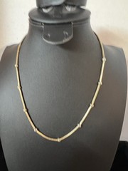 Vintage Gold Tone Snake Chain Necklace Beaded Station Necklace T-13