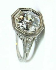 Art Deco 3CT Lab Created Diamond Vintage Octagon Halo Wedding Ring 14K Gold Over
