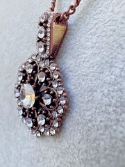 Vintage flower copper 90s 70s 80s pearl Modernist Necklace antique bronze boho