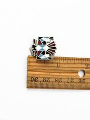 Vintage Thunderbird clip on earrings First Nations mosaic enamel silver tone