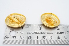 Vintage Clip On Earrings Gold Tone Black Enamel